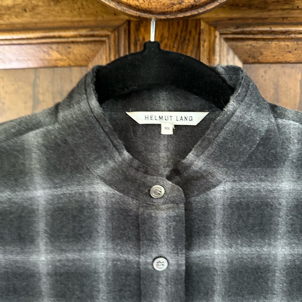 HELMUT LANG Gray Plaid Button Down Sz XS